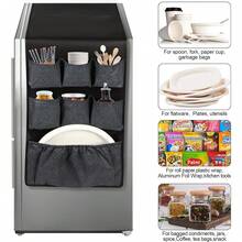 15-Pocket Fridge Storage Organizer Bag, Hanging Refrigerator Organizer Bag With Large Fabric Pockets For Plates, Utensils, Spices, Napkins And Other Daily Necessities, Suitable For Most Household Fridges, Dorms, Offices, Kitchens, And Schools