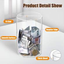 Clear Piggy Bank, Acrylic Piggy Bank For Adults Must Break To Open, Unopenable Money Saving Box For Boys Girls Women Men Birthday Gift - 透明圓柱體 - 查看 4
