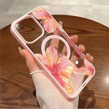 Watercolor Hibiscus Flowers White Background Element Design Pink Magnetic Phone Case For IPhone 16/15/14/13/12/11/X/XS - Slim TPU Protective Cover, Anti-Slip & Scratch Resistant | Perfect Birthday Present For Her | Summer Gift Idea - 粉色 - 查看 41