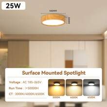 2026 LED Recessed Light, Wooden Ceiling Light, 3-Color Dimmable, Indoor Decorative Flush Mount Downlight, Recessed Lamp, 85-265V, Suitable For Home Ceiling/Living Room/Hallway/Room/Foyer/Kitchen/Bedroom/Wall/Exhibition Hall/Dining Room/Store/Bar/Balcony/Clothing Store/Entrance - Surface Mounted Downlight - View 14