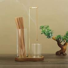 2-In-1 Glass Incense Burner With Removable Ash Collector And Candle Holder - Suitable For Meditation, Yoga, Tea Spaces, And Home Décor - Perfect Gift For Relaxation And Spiritual Practices, Modern Aromatherapy Accessory - 復古色 - 查看 8