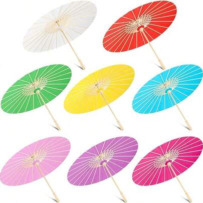 1pc White Elegant Paper Umbrellas - Chinese Handmade Paper Umbrellas, Decorative Display Umbrellas, Paper Decorative Umbrellas DIY Oil Paper Painting Umbrella Handicrafts, Romantic Wedding Bride Gatherings And Photography Accessories Art Exhibitions, Christmas And Graduation Ceremonies, Mother's Day