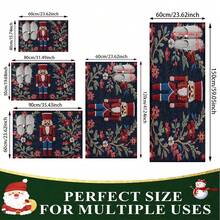 1 pièce/2 pièces Tapis de bain antidérapant à motif de casse-noisette de Noël, en matériau de fausse cachemire, avec décoration en peluche, convient pour les salles de bain, les entrées, les cuisines et autres occasions, lavable en machine, décoration festive, peut être offert en cadeau