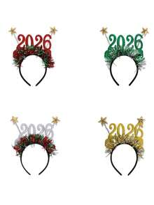 مجموعة 4 قطع من شريط الرأس ذو السماء النجمية الملونة 2026، ديكورات حفلة عيد الميلاد، إكسسوارات تصوير الأجواء، شرائط الرأس لرأس السنة الجديدة، إكسسوارات تصوير حفلات العطلات، شرائط الرأس لرأس السنة الجديدة، شرائط رأس من ألياف البوليستر لحفلات عيد الميلاد، شرائط الرأس، ديكورات عيد الميلاد، ضروريات رحلة العائلة، شرائط رأس عصرية للفتيات، متعددة الألوان للاختيار من بينها، مناسبة لليلة رأس السنة الجديدة، عيد الميلاد، ديكورات العطلات، الحفلات، شرائط الرأس