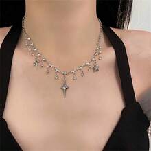 Small Crowd Sweet Cool Style Synthetic Star Tassel Collarbone Chain Cute Versatile Girl Fashionable Personality Design High-End Necklace - Bạc - Xem 6