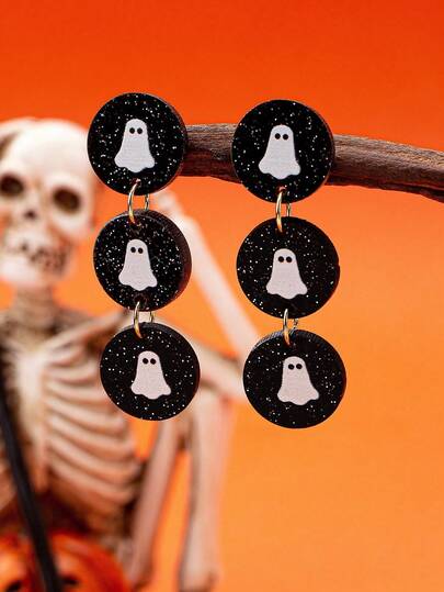 1 Pair Cute Ghost Halloween Acrylic Dangle Earrings Jewelry