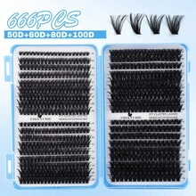 648/666/720pcs D Curl Clusters Lashes High Capacity Fake Eyelashes Book For Beginner Friendly, Thick Fluffy Diy Segmented Lashes Extensions Enlarge Eyes False Lash, Lightweigh, Reusable, Large Capacity Individual Eyelashes, Soft And Natural Look Mix Lash For 3d Effect Eyes Makeup Beauty, Diy At Home, Portable For Travel, East To Use For Daily Commuting, Night Party, Wedding Bridal Makeup - D - View 13