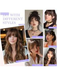 Air Bangs Hairpieces Hair Women Natural Black Light Brown Bangs Hair Clips For Extensions Fake Air Bangs Hair Clip-In Extension Fake Fringe Natural Halloween Day False Hairpiece For Women Clip In Bangs Human Hair Wispy Bangs Clip In Bangs For Women, Faux Bangs, Bangs Fringe With Temples Hairpieces For Daily Wear, Curved Bangs Women's Natural-Looking Clip-In Bangs With Sideburns – Hairpiece For Everyday Elegance