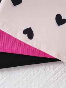 3pcs Girls Turtleneck Ruffle Rib Knit Puff Sleeve Sweater Set