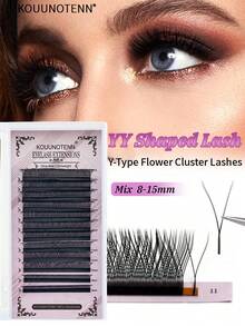 12 Rows YY 0.07D 8-15mm Mixed 3D Fluffy Camellia Eyelash Extensions, D Curl, Delicate Natural, Soft, Multi-Layer False Eyelashes, Eyelash Extension Salon - D - View 3