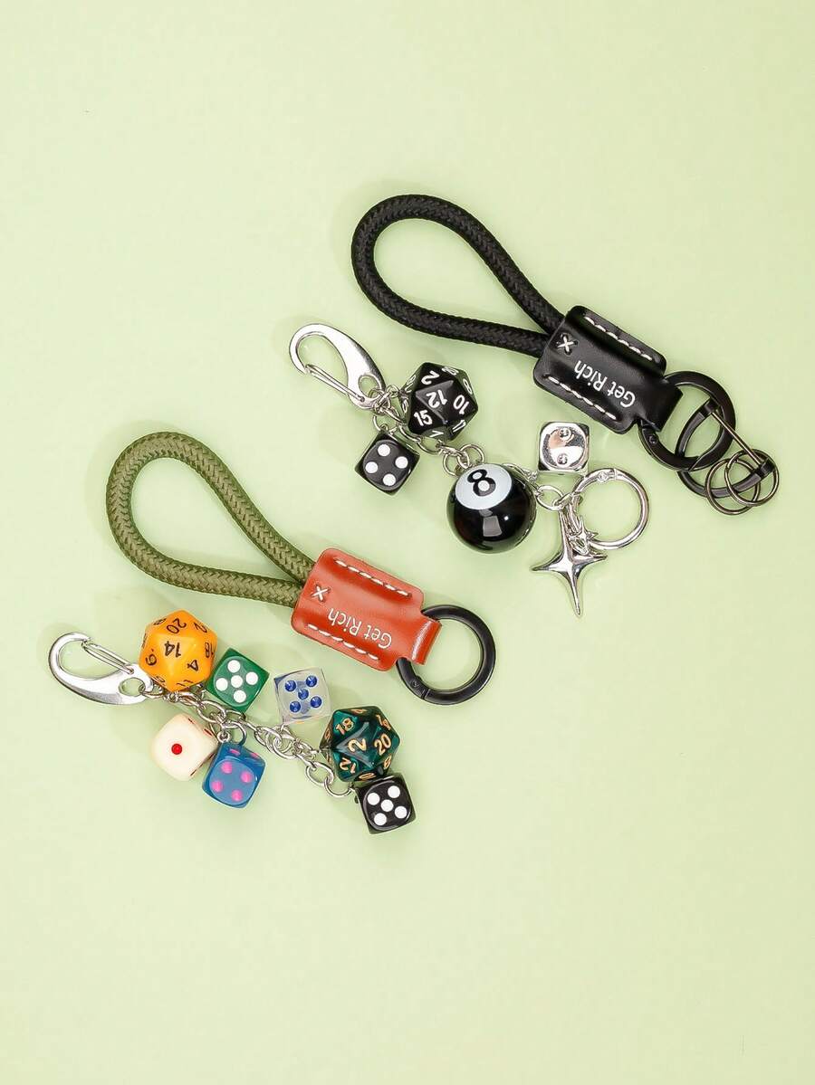 8 Ball Dice Charm Keychain - Cute Bag Purse Handbag Accessories - Y2K Aesthetic Key Chain For Women Men Halloween Accessories Teachers Day Bag Accessories Lanyards With Id Holder Car Accessories Bag Charms