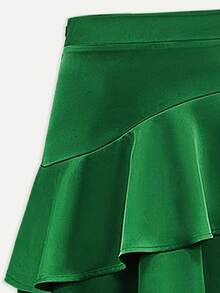 Chân váy chữ A thời trang nữ, chân váy màu trơn cạp cao nhún bèo, thích hợp cho mùa hè, mùa xuân, buổi hòa nhạc, thanh lịch - màu xanh lá - Xem 5