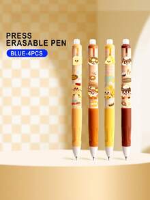 4支装 Apple Party 热可擦凝胶笔 | 可填充按压式中性墨水笔，适合男孩和女孩 | 软握 | 黑色和水晶蓝 | 高美感摩擦和魔法擦除可重写书写笔 - 彩色 - 查看 11