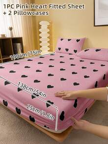 2/3 Pcs Printed Fitted Sheet Set, Bedding, Bed Sheet Set, Soft And Comfortable Bedding, Room Decor, Mother's Day Decor, Skin-Friendly Bed Cover Set For All Season, Domitory Bedding Set, Mattress Protector For Bedroom, Mother's Day Gift, Fits For Twin Full King Queen Size Bed, 1 Fitted Sheet And 2 Pillowcases, Back School Bedding, Machine Washable - 彩色 - 查看 47