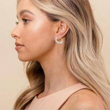 2025 New Gold Pearl Braided Earrings Light Luxury Spiral Earrings Elegant Socialite Earrings European And American Style High-End Earrings Birthday Gift For Best Friend