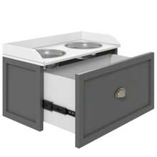 Stainless Steel Raised Dog Bowls, With 21L Storage Drawer Large Dogs - - Grey + Stainless Steel - View 8