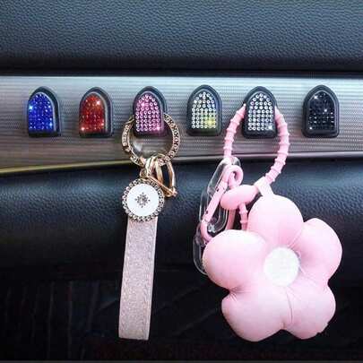 2 chiếc móc treo đồ trang trí nội thất ô tô mini nhiều màu đính kim cương giả cho bảng điều khiển ô tô giá để đồ