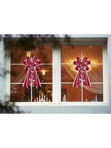 圣诞派对装饰蝴蝶结、圣诞树挂饰，适用于窗户、楼梯栏杆、壁炉、墙壁、入口通道、节日家居装饰 - 彩色 - 查看 10