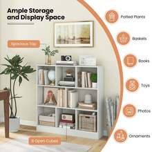 Lifezeal 8-Cube Bookcase 41" Wooden Toy Storage Organizer For Kids Bookshelf - White - View 5