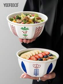 yeefeeco 1 件中东风格餐盘，陶瓷餐盘，花卉甜点碗，八角形小吃盘，小吃和早餐碗，美观度高，适合下午茶和日常使用 - 中東陶瓷碗 - 查看 1