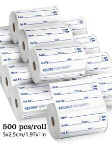 500张/卷防水一次性贴纸，冰箱冷冻室食品储存日期标签，用于记录保质期，厨房PVC不干胶密封贴纸 - 彩色 - 查看 1