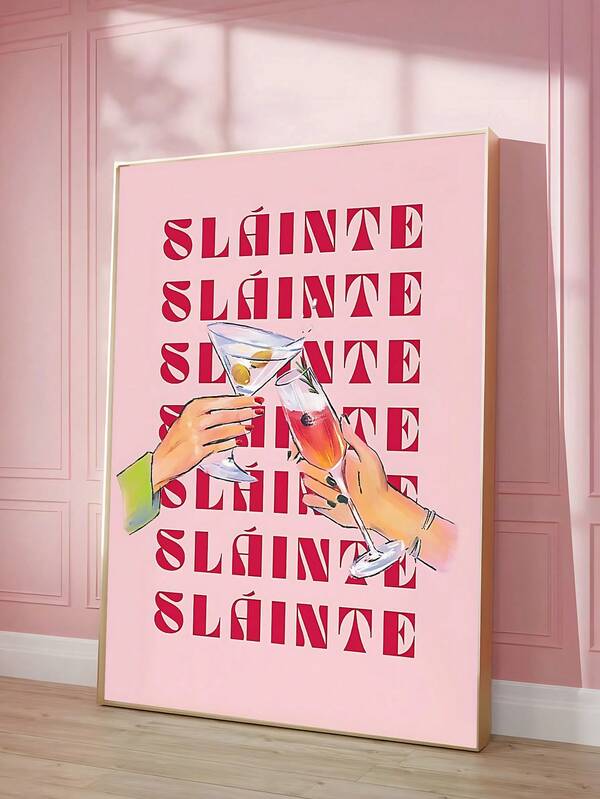 1pc Vintage Cosmopolitan Poster Pastel Martini Cocktail Canvas Wall Art Pink Boots High Heels Book Cover Painting, Irish Cheers Bar Cart Poster Irish Saying Expats Cocktail Orange Canvas Wall Art Happy Hour Drink Wall Posters, Bedroom Decor, Living Room Decor, Office Decor, Dining Room Wall Decoration, Kitchen Decor, Study Room,