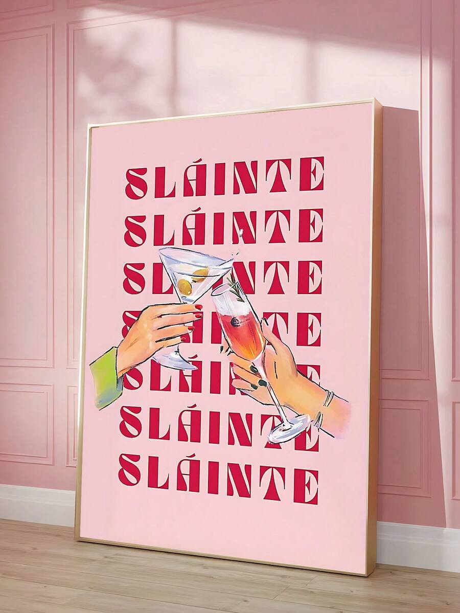 1pc Vintage Cosmopolitan Poster Pastel Martini Cocktail Canvas Wall Art Pink Boots High Heels Book Cover Painting, Irish Cheers Bar Cart Poster Irish Saying Expats Cocktail Orange Canvas Wall Art Happy Hour Drink Wall Posters, Bedroom Decor, Living Room Decor, Office Decor, Dining Room Wall Decoration, Kitchen Decor, Study Room,