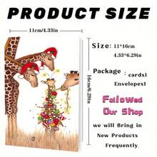 [1pc Giraffe Christmas Card] 1pc High-Quality Humorous Giraffe-Themed Christmas Greeting Card | For Friends, Family, And Neighbors, With Envelope, For Christmas And New Year Festivities