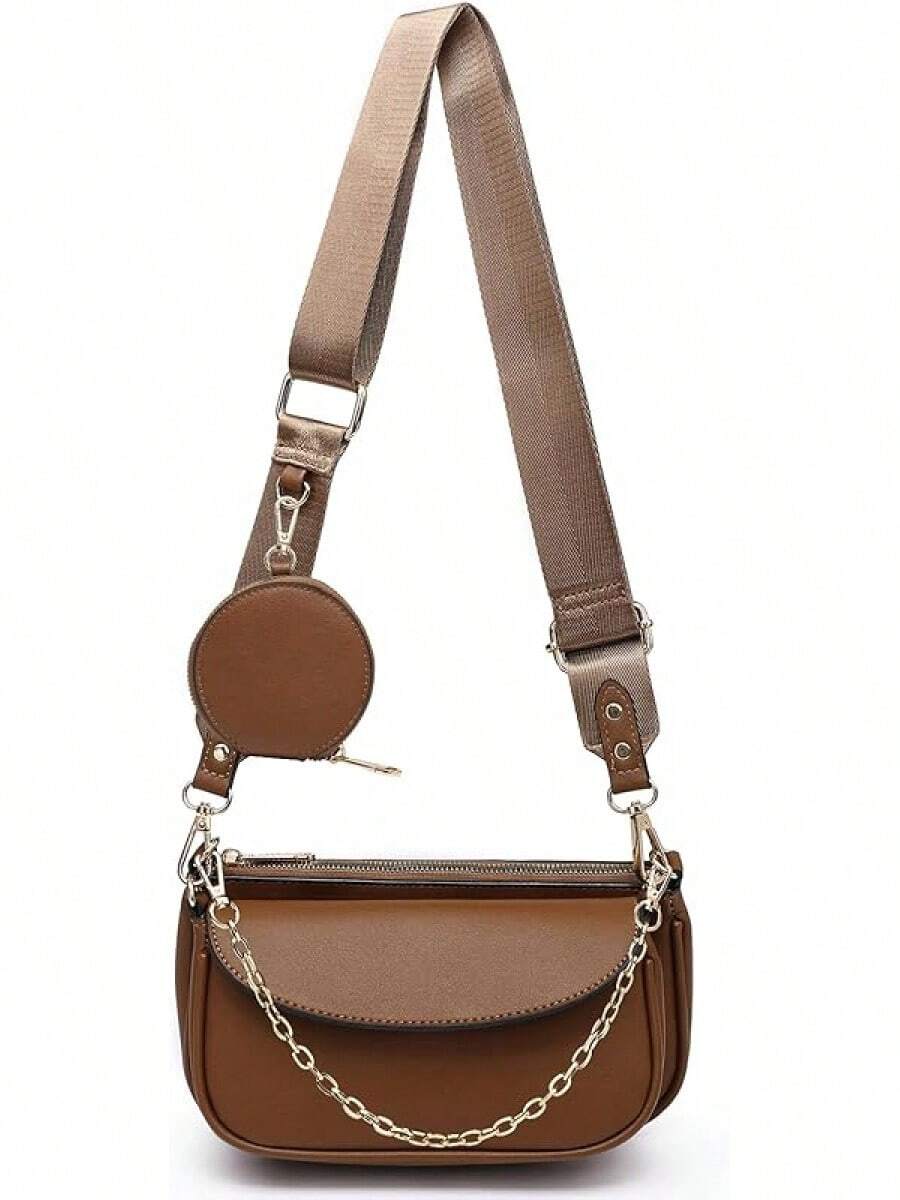 Multi Pochette Crossbody Bags For Women PU Leather Shoulder Handbag 3pcs Set-2025 - màu nâu - Xem 1