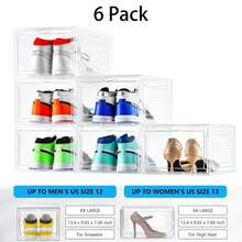 Upgraded X-Large Shoe Organizer,Shoe Storage Organizer,12 Pack,Shoe Box Clear Plastic Stackable,Drop Front Shoe Box With Clear Door, Shoe Containers For Sneaker Display,Fit Up To US Size13 - Transparent White - View 9