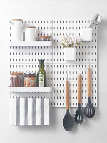 Perforated Board Wall Organizer Storage DIY Accessories Combination Shelving Unit, No Drilling Required, Suitable For Bedroom, Bathroom, Study, Living Room, Entryway, Christmas Gift - Multicolor - View 6