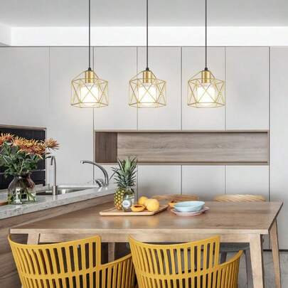 1pc Vintage Iron Pendant Light, Nordic Style Ceiling Lamp With E27 Bulb Socket, Home Christmas Decor (Excluding Bulb)