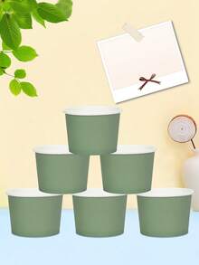 10 pièces/20 pièces/50 pièces Coupes à glace en papier vert sauge, bols à dessert vert foncé pour aliments chauds ou froids, tasses à gâteaux pour fête, contenants à yaourt pour anniversaire, baby shower, mariage, Pâques et autres fêtes
