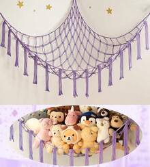 Stuffed Animal Storage Hammock Or Net Corner - Large Toy Hammock Net Stuffed Animals Room Decor - Cute Stuff Animal Organizer Plush Holder - Kids Nursery Essentials Wall Bedroom Home Decor - 紫色 - 查看 13