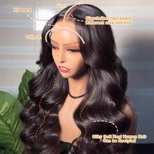 42Inch 250% Density Natural Black Color 13x4 Lace Front Wigs Human Hair Body Wave HD Lace Front Wigs Human Hair Pre Plucked With Baby Hair Natural Color Human Hair Lace Frontal Wigs For Women - Natural Black - Xem 1