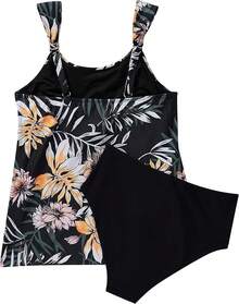 High Waisted Ruffle Tankini Swimsuit Plus Size Tummy Control - Yellow Floral - View 11