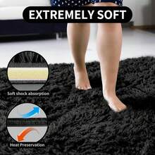 Soft Fluffy Rugs For Bedroom Living Room, 2x6 Hallway Runner Rugs, Furry Shag Bedside Area Rug Indoor Accent Floor Carpet, Plush Fuzzy Rug For Dorm Nursery Kids Room Decor, Black - Hitam - View 6