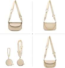 Multi Pochette Crossbody Bags For Women PU Leather Shoulder Handbag 3pcs Set-2025 - 深藍色 - 查看 4