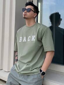 Camiseta de cuello redondo holgada y de ajuste suelto de verano para hombre, con estampado de letras y gráficos