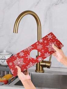 1 件 14*38 厘米圣诞厨房硅藻土垫，带圣诞老人、雪人、侏儒、雪花和麋鹿图案，圣诞装饰水龙头吸水垫，浴室水龙头防溅垫，防潮防滑水龙头垫，厨房台面配件，2025 年家居圣诞装饰礼物 - 彩色 - 查看 12