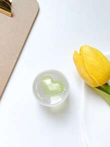 1 pieza Soporte de teléfono con bola de cristal con forma de corazón y cojín de aire, soporte de escritorio minimalista y único con forma de corazón, soporte deslizante de teléfono compatible con iPhone, teléfonos Android, regalo para cumpleaños, familia y amigos, accesorio de teléfono con agarre de empuje y tracción