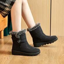 Women's Long Plush Lined Snow Boots - Non-Slip Design, Suitable For Winter Outdoors - màu đen - Xem 2