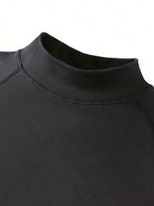 Men's Thermal Underwear Tops, Pure Black Long-Sleeved Round-Neck Tops, Thermal Base Shirts, Velvet Thickened In Autumn And Winter, Fleece Tights, Sportswear, High-Elastic Fitness Clothing Tops, Running Training Clothing Tops, Cycling Clothing Tops - 黑色 - 查看 5