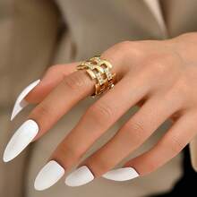 1 件时尚夸张几何情侣戒指 - 彩色 - 查看 6