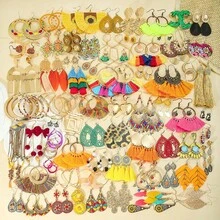 7/15/24/36/48Pairs/Lot Bohemian Casual Vacation Style Women Men Earrings Geometric Fringe Leaf Style Travel Souvenirs Gifts For Friends Daily Wearing Accessories