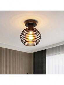 Vintage Pendelleuchte für Flur - Retro Flurlampe mit schwarzem Metallschirm, Industrieküchen-Beleuchtung, E27 Fassung (max. 40W), geeignet für Balkon, Gang und Schlafzimmer