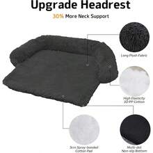 Calming Dog Bed Fluffy Plush Dog Mat For Furniture Protector With Removable Washable Cover For Large Medium Small Dogs And Cats (L (45"X37"X6"), Black) - Black - View 3
