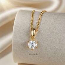 1 925 Silver 0.5ct 6 Claw Round Transparent Colorless Mosan Diamond Necklace, Suitable For Wedding Brides.