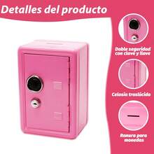 Mini caja de efectivo de metal con Cerradura y Ranura para Monedas Deposit Box Office  School Supplies Office Furniture  Accessories Office Supplie - Rosa - Ver 4