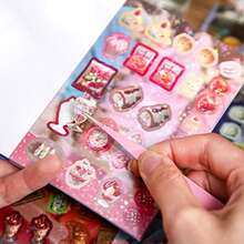 30张/本贴纸书、复古风味相册系列、复古风格食物主题精美闪光膜模切贴纸、剪贴簿用品、笔记本配件、装饰相框、电脑和手机壳、水杯、废杂志、铅笔盒、桌面装饰贴纸、返校季贴纸、学校用品
